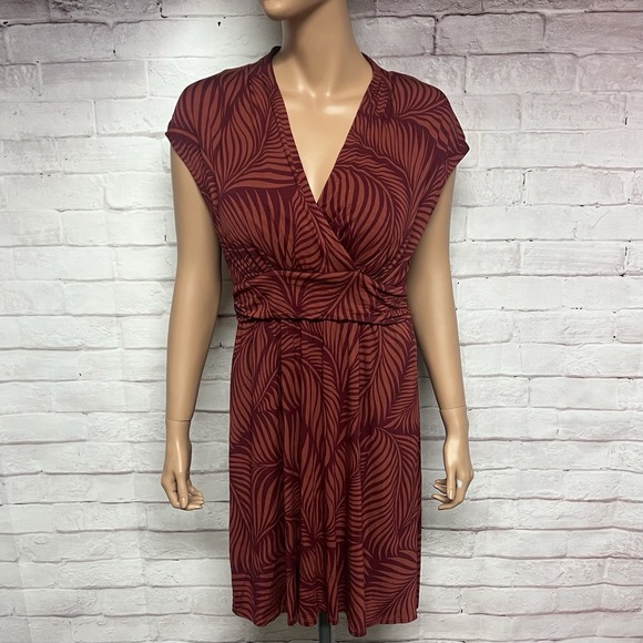Soma Dresses & Skirts - Soma Dress Womens Medium Faux Wrap Palm Leaf Soft Jersey Suplice V Neck Stretch